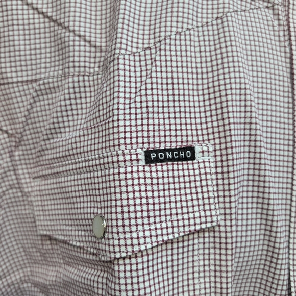 Poncho The Howdy Men's Short Sleeve Checkered Shirt Size XXL Maroon Microcheck - Picture 3 of 8